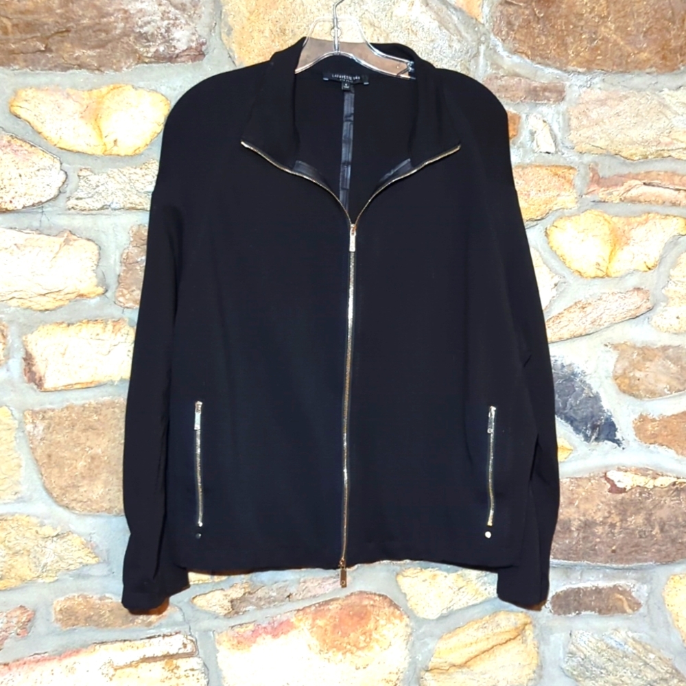 Lafayette 148 black gold zipper lightweight jacket
